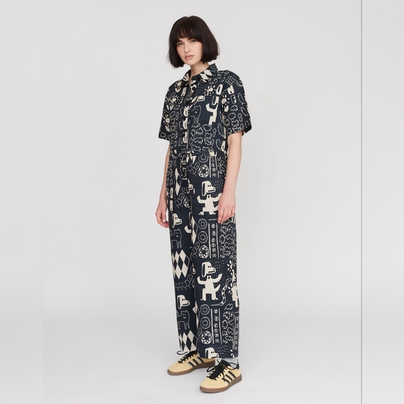 Lazy Oaf Black and White Graphic Jumpsuit - Picture 2 of 11